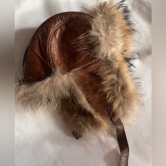 RUDSAK Brown Leather & Fur Aviator Winter Hat NWT - Picture 4 of 10